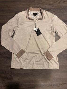 Porter & Ash Light Taupe Textured Quarter-Zip Pullover